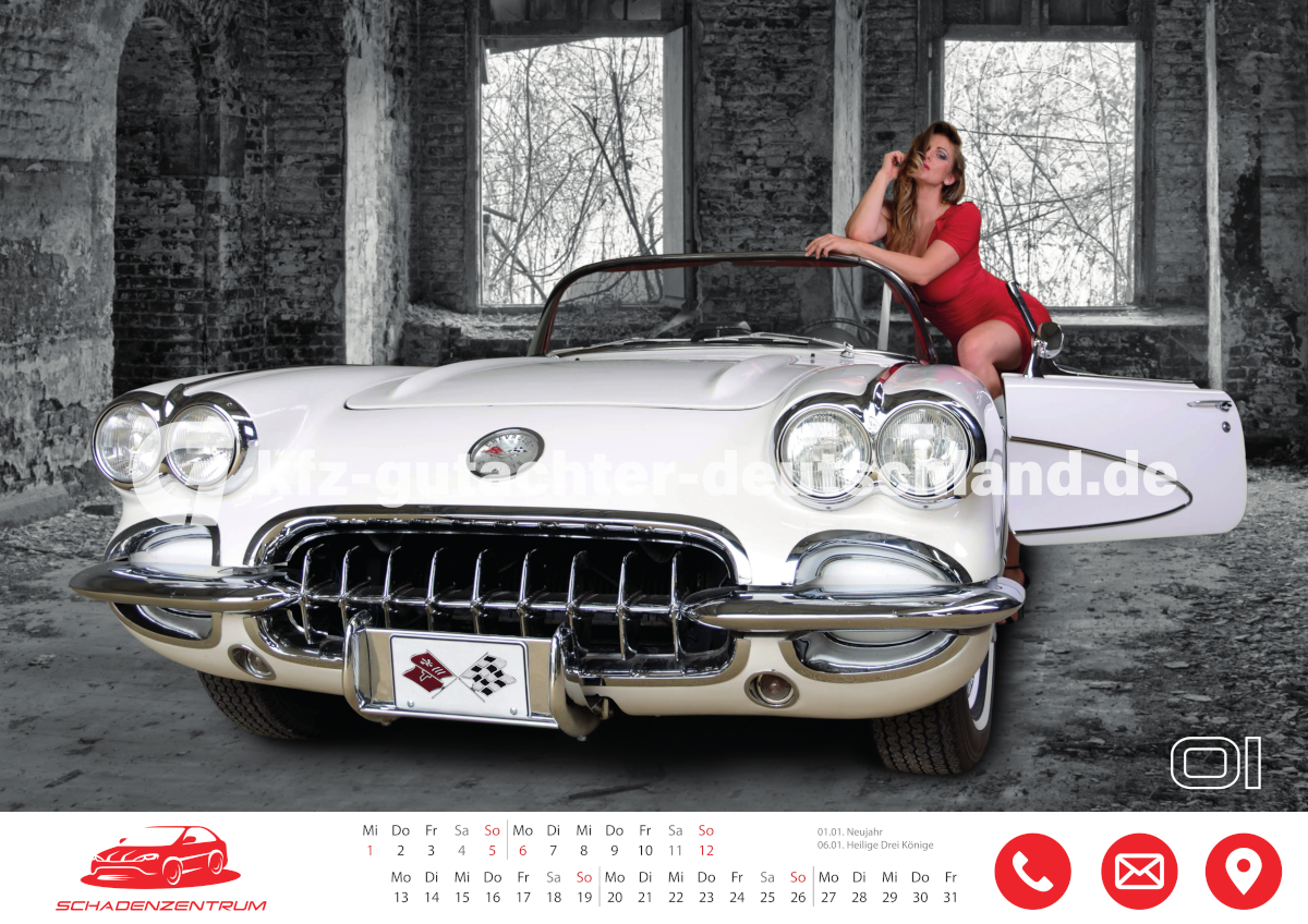 Oldtimer-Kalender für KFZ Gutachter - Januar
