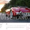Monatsmotiv Juli: roter MG A 1600 Roadster auf Landstraße im Sonnenuntergang – Oldtimer-Kalender 2027 mit Firmenlogo