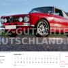 Monatsmotiv September: roter Alfa Romeo Giulia GT/GTV an einer historischen Tankstelle – Oldtimer-Kalender 2027 mit Firmenlogo