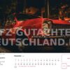 Monatsmotiv Dezember: roter Ford Corcel auf einer nächtlichen Stadtstraße – Oldtimer-Kalender 2027 mit Firmenlogo